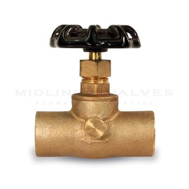 Midline Valve 632D234 Stop Valve with Drain, Lead Free 1/2 in. Sweat Connections, Brass