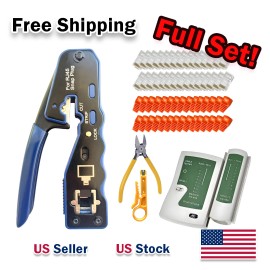 Unbranded RJ45 Crimp Tool Kit Set, Ethernet Pass through Crimper, Network Cat5e Cat5 Cat6