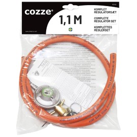 Cozze® regulator set with regulator, 1.1 meter hose, and clamp (ONLY FOR THE SWEDISH MARKET)