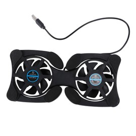 IWOWHERO Portable Foldable Laptop Cooler Dual Fans Universal Cooling Pad for Laptops and Notebooks Lightweight USB Fan Stand in Black