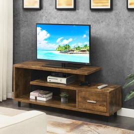 Convenience Concepts Seal II Stand 23.75" 3-Tier Entertainment Center 65 Inches, Modern 1 Drawer TV Mount with Shelves for Living Room, Barnwood