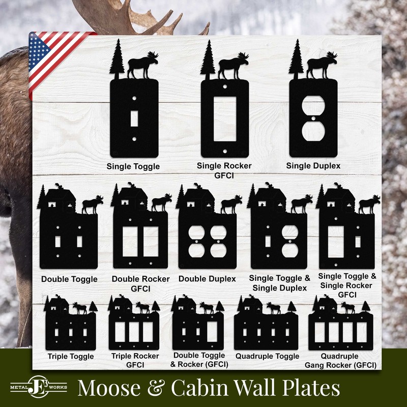 Moose & Cabin Toggle Light Switch & Single Gang (Rocker-GFCI)