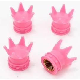 Pink Crown Tire Wheel Stem Air Valve Caps Car Truck Hot Rod Bike US - 4PCS Set