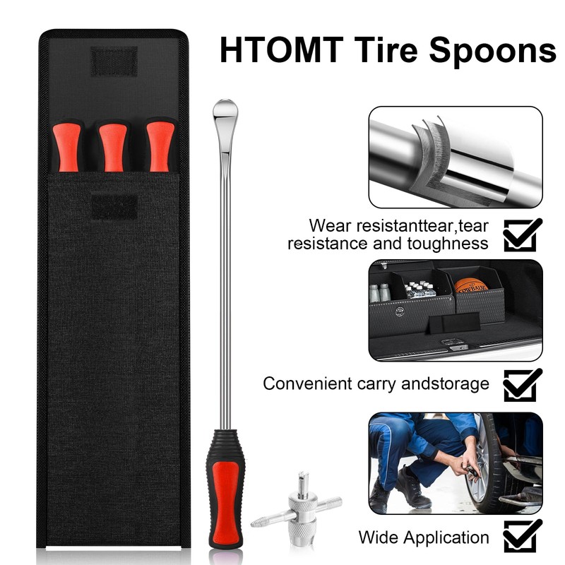HTOMT 14.5" Tire Spoon Kit, 26pcs Tire Changing Tool for