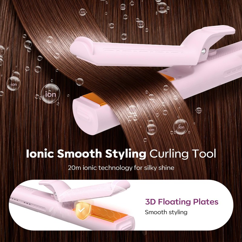 HarrFlow Airflow Curling Iron, Straightener & Flat Iron Combo, Red