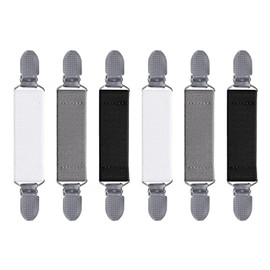 6 Pcs Elasticated Cinch Clip Set, Adjustable Sweater Cardigan Clips, Simple Elegant Clothing Chain Fit Clip for Glove Dresses Shawls Kids Adults Women Men-Black, Grey, White