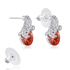 KRUCKEL Austrian Crystal Butterfly Earrings in Red | Sterling Silver Studs for Women | Hypoallergenic & Lead-Free | For Anniversary, Mother's Day, or Wedding Gift