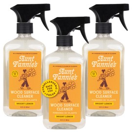 Aunt Fannie's All Purpose Wood Spray Cleaner, No-Wax Formula, Perfect for Wood Tables, Walls, Counters & Shelves, 16.9 Ounces, Lemon Scent (Pack of 3)