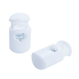 Cord Lock Clamp - (10 Pack, White) - Heavy-Duty Industrial Plastic Single Hole Cord Toggle End