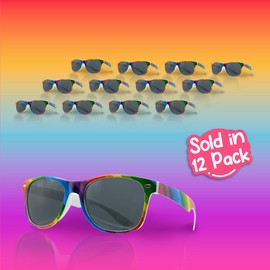 Windy City Novelties 12 Pair Rainbow Sunglasses - UV 400 Protection - Retro Style Sunglasses Bulk - Men - Women - Kids - Perfect for Pride