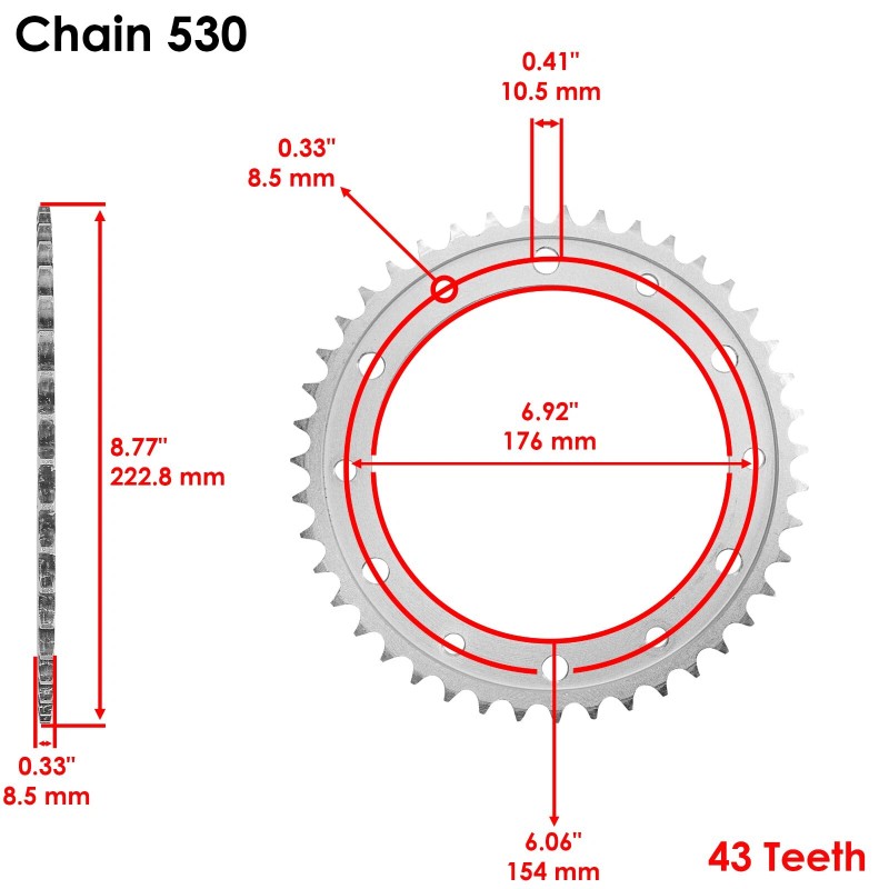 Caltric Red O-Ring Drive Chain & Sprocket Kit for Honda