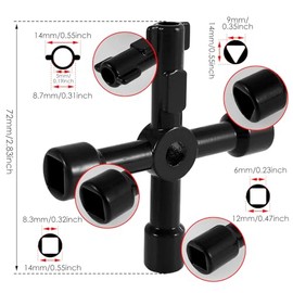 Utilities - Llave de cruz de aleación de zinc de 4 vías, multifuncional, profesional, ligera, portátil, herramienta de reparación para apertura de gabinete (negro, 6 unidades)