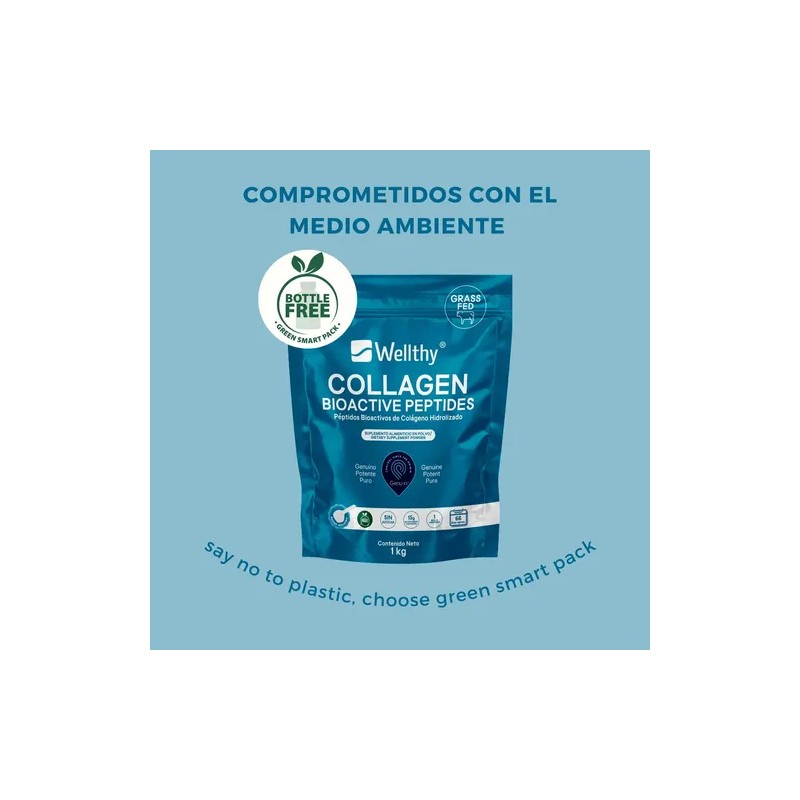 Péptidos Bioactivos De Colágeno Hidrolizado 1kg Wellthy Sabor Sin Sabor