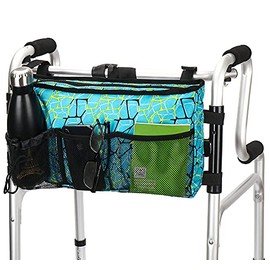 Walker Bag - Water Resistant Pouch Basket with 6 Pockets for Rollator and Folding Walker, Wheelchairs,Bariatric Walkers (Colorful Blue)