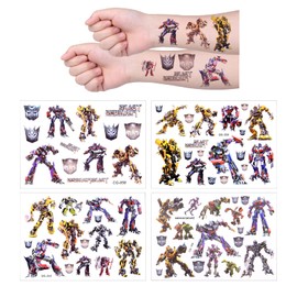 AOMIG Children's Tattoo Set, 4 Sheets Tattoo Set, Girls Boys, Children's Tattoos for Sticking, Skin-Friendly Temporary Children's Tattoos for Birthday Gifts, Children's Birthday Party