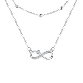 Hifeeled Chain Sterling Silver 925 Women's Necklace Pendant Original Necklace for Sister Friends Mother Wife Women Jewellery Gift, Sterling Silver, Cubic Zirconia