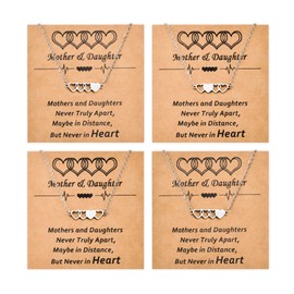 YELUWA Mother Daughter Necklace Set for 4 Mothers Day Gifts for Mom Daughter Matching Heart Jewelry Mom Gifts from Daughters Birthday Gifts for Daughter Girls Women