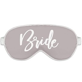 Hangover Kit Supplies - White Glam Bride Satin Sleep Mask - Bachelorette Party Supplies - Silver Grey w/White Piping Eye Mask