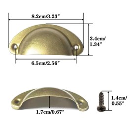 Beilala Cupboard Cup Handles Brass, 12 Pack Antique Shell Kitchen Cabinet Handles, Furniture Door Hardware Knobs with Screws for Chest of Drawers Dresser Wardrobe