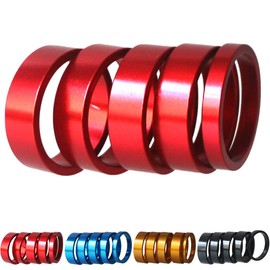 GANOPPER 5 Pieces Bike Alloy MTB Headset Spacer Bicycle 1-1/8 Inch 10mm 5mm Stem Spacer Thim