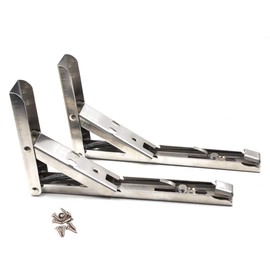 8 inch Stainless Steel Heavy Duty Folding Shelf Bracket Corner Brace, for Kitchen,Bathroom,Bookshelves,Beds and Other Furniture,Load: 132lb/60KG, Short Release Arm