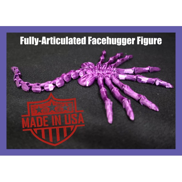 Facehugger Alien AVP Fully Articulated 3D-Printed Mini Figure Metallic Purple