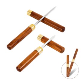 2-Pack Ice Picks with Non-Slip Wooden Handle – Stainless Steel Ice Breaker Tool with Cover for Freezers, Tea Knife, and More