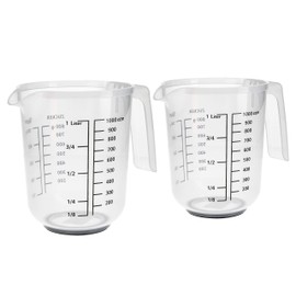 RoyalFay® Measuring Jug Set of 2 Measuring Jugs 1L Plastic Litre and Gram Scale
