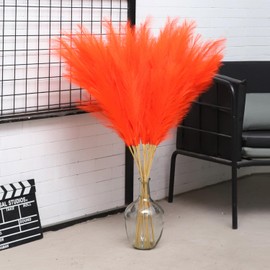 Wttisel 38" 10 Stems Orange Pampas Grass Decor - Tall Faux Pampas Grass for Floor Vase Fluffy Artificial Pampas Grass for Boho Home Wedding Mothers Day Decoration