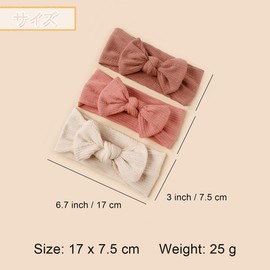 DFsucces Hair Band, Baby Hair Accessories, Bowknots, Cute, Hair Ornaments, Newborns, Baby Showers, Birthdays, Commemorative Photos, Celebrations, Weddings, 3-piece Set (Dark Pink + Pink + Beige)