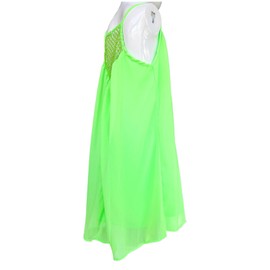 iToolai Women Summer Chiffon Sleeveless Beach Shift Dress(Fluorescent Green,L)