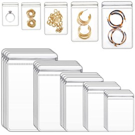 100 PCS Bolsa Zipper Cierre Hermético,Paquete de Plástico Autoadhesivo, Antioxidación,Bolsas de PVC Transparente para Joyas con Cremallera para Joyería Collares Aretes Anillos (5 Tamaños)