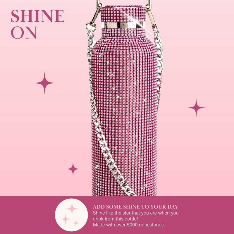 Paris Hilton Diamond Bling Water Bottle With Lid And Removable