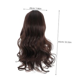 IWOWHERO Brown Highlight Long Wavy Synthetic Wig for Women with Bangs Heat Resistant Durable Fiber Butterfly Style for Everyday Use Parties and Holiday Events