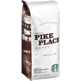Starbucks Pike Place Roast Coffee, Medium Roast Whole Bean Coffee, 16 OZ (Pack of 2)