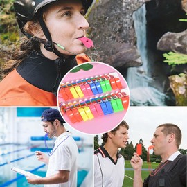 Zimoer Plastic Whistles, Pack of 24 Sports Whistles with Lanyard, Colourful Whistles, for Dog Training, Sports Lessons, Football Sports