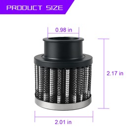 Zpana Car Air Intake Filter, 1" 25mm Inlet Valve Cold Air Intake Filter Cleaner with Adjustable Clamp, Hight Flow Performance Auto Crankcase Breather Filter Replacement, Universal Fit (Carbon Fiber)