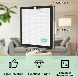 MCCKLE TZ-K2 Air Purifier Replacement Filter Compatible with ToLife TZ-K2 Air Cleaner Purifier, H13 Grade True Hepa Filter＋Activated Carbon＋Pre Filter, 3-in-1 Filter for Home (3 Pack)