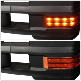 Compatible with Silverado/Sierra Black Manual Folding w/Amber LED Turn Signal Towing+Circle Blind Spot Mirror