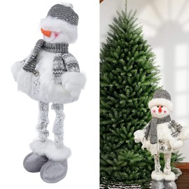 Jauarta Retractable Standing Snowman Doll, Christmas Decorations Figurine with Extendable Legs Christmas Ornaments Gifts,1pcs