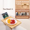 SINWANT Couch Arm Tray Table, Large Bamboo Couch Armrest Table