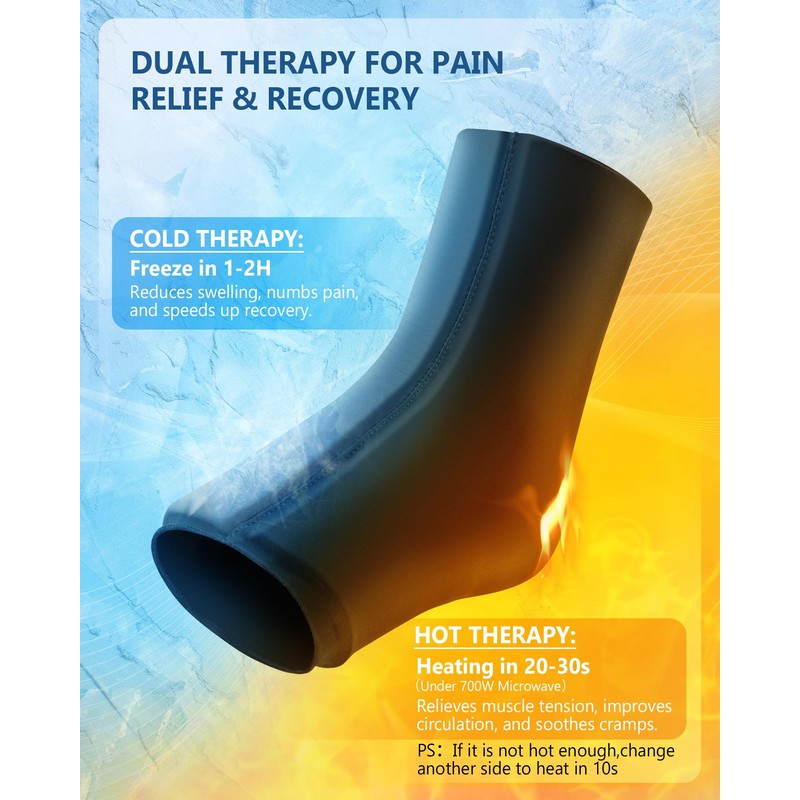 Ankle Foot Ice Pack Wrap for Injuries, Reusable Gel Ice