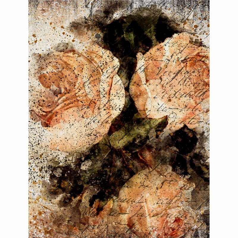 Distressed Bouquet Rice Paper 8" x 10.5" - 6 x