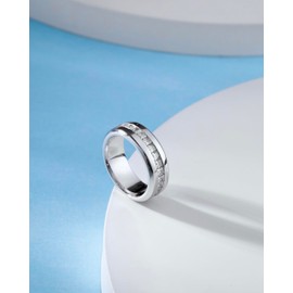 4.35cttw Moissanite Wedding Band Eternity Rings Princess Cut Men Moissanite Ring D Color VVS1 Lab Diamond Channel Set, Sterling Silver with 18K White Gold Plated Promise Ring for Him Size 5.5