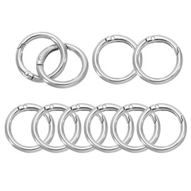 PATIKIL 40mm OD Spring O Rings, 10 Pack Metal Round Clasp Clip Trigger Snap Spring Keyrings Hook Buckle for Purse Handbag Craft Making, Silver Tone