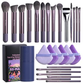 BS-MALL Set De 28 Brochas De Maquillaje Brocha Triangular Premium Para Base Y Polvos Para Una Aplicación Impecable Del Maquillaje.                    