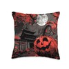 Moonlit Sakura: Halloween’s Spooky Night Throw Pillow