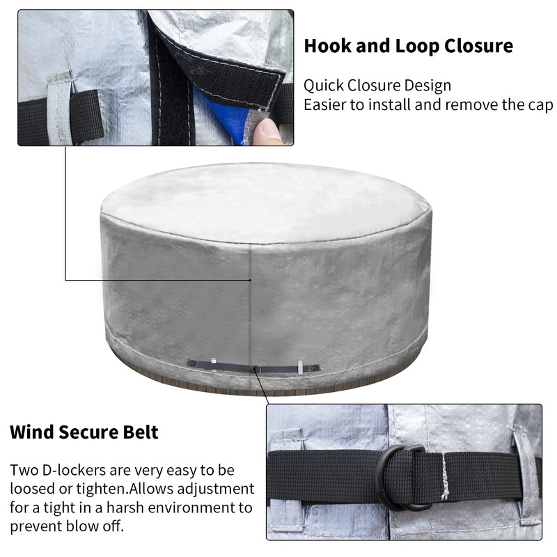 UCEDER Round Hot Tub Cover 170G Polyethylene Spa Cover Waterproof