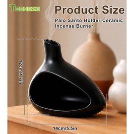 Palo Santo Holder Chimney-Style Aromatherapy Burner, TEENGSE Ceramic Incense Burner for Meditation Healing and Yoga, Sage Burner Incense Cone Holder Oriental Incense Burner, Matte Black