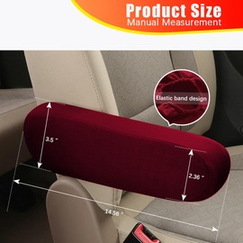 2PC Car Front Seat Armrest Covers,Universal Size Seat Arm Rest Cover,Flat Cloth Fabric Armrest Cover,Car Interior Accessories(Wine Red,1Pair)
